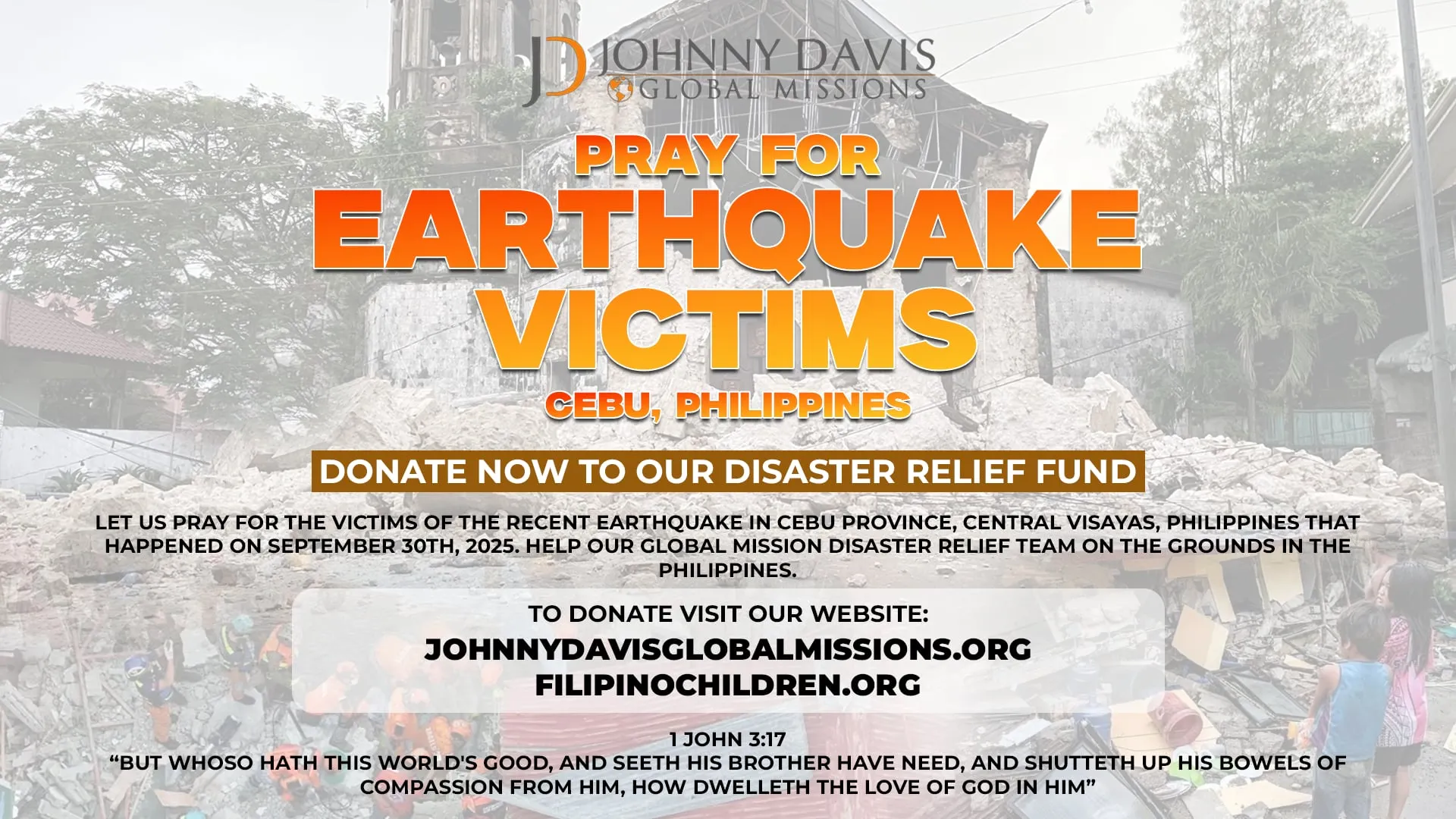 Earthquake victims in Cebu Province, Philippines needing urgent aid